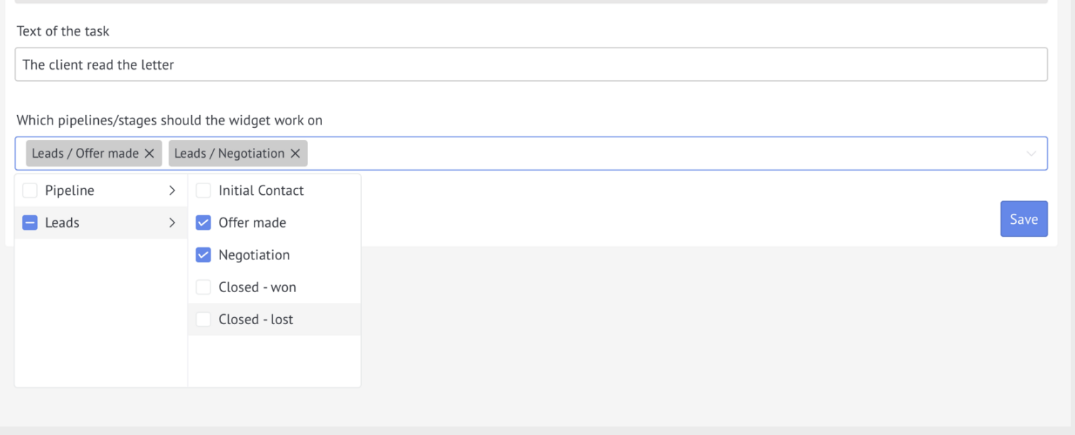Selecting pipeline stages to create tasks