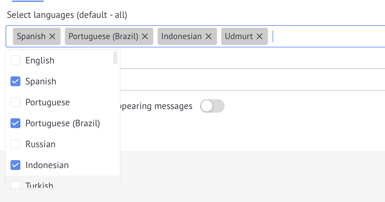 Selecting languages ​​for translation